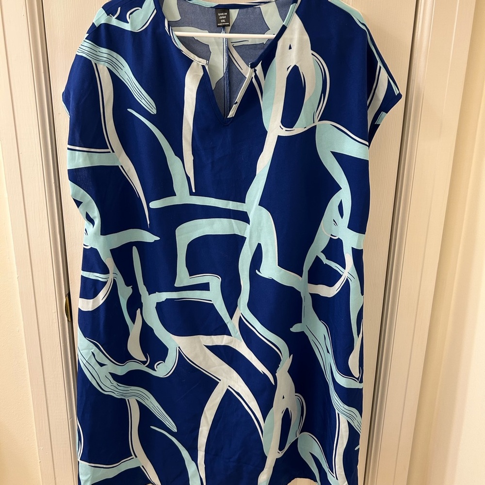SHEIN Blue and Light Blue Abstract Dress